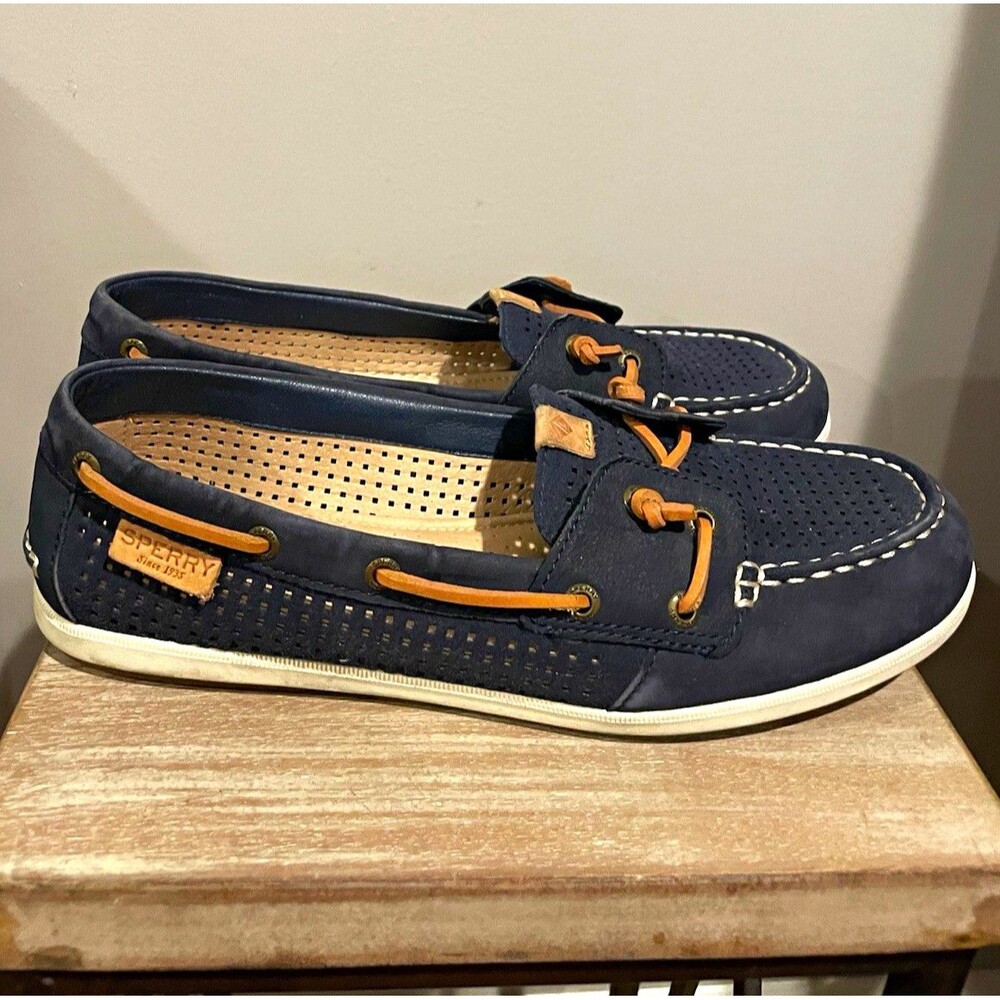 Sperry Top-Sider Women's Leather Navy Boat Shoes Round Toe US 8.5 M